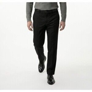 Haggar Clothing Mens 36x30 Dress Pants Extended Waist Band Black